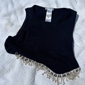 Zara Rhinstone Drip Crop Top